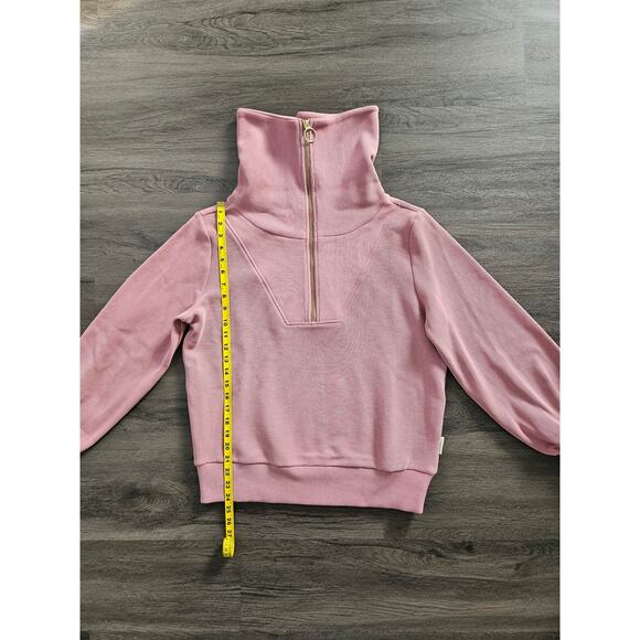 Varley Pink Rose Ottoman Half Zip Ribbed Knit Cowl Neck Pullover NWT Size Small - Picture 11 of 12